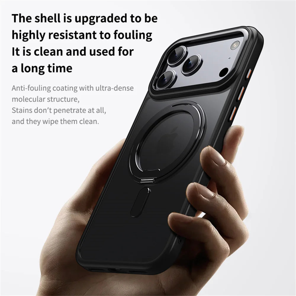 Luxury 360° Rotating Magnetic Stand Case – MagSafe Compatible for iPhone 11–17 Series