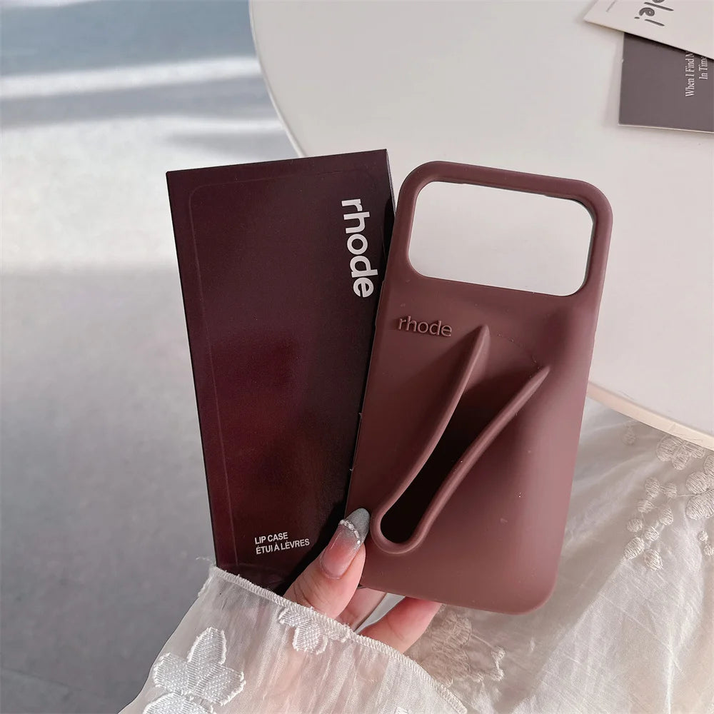 Luxury RHODE Silicone iPhone Case with Lipstick Holder & Gift Box