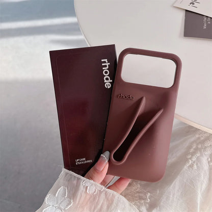 Luxury RHODE Silicone iPhone Case with Lipstick Holder & Gift Box