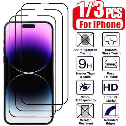 Anti-Spy Tempered Glass Screen Protector – Privacy Film for iPhone 11–17 Series (1/3 Pack)