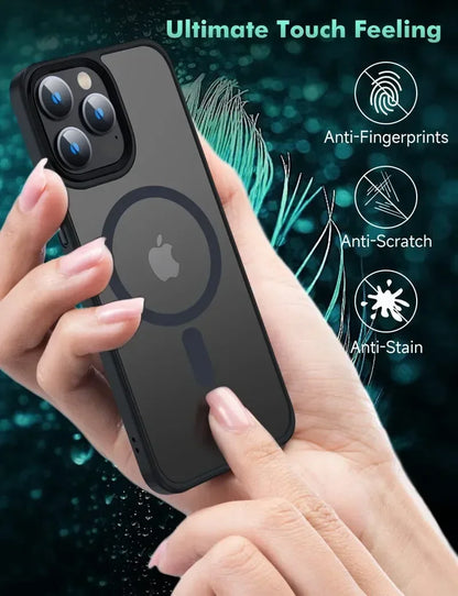 Shockproof Matte Transparent iPhone Case – MagSafe & Wireless Charging Compatible