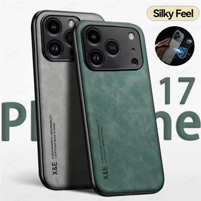Luxury Leather Shockproof Phone Case – Compatible with iPhone 11–17 Series