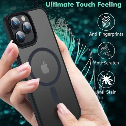 Shockproof Matte Transparent iPhone Case – MagSafe & Wireless Charging Compatible