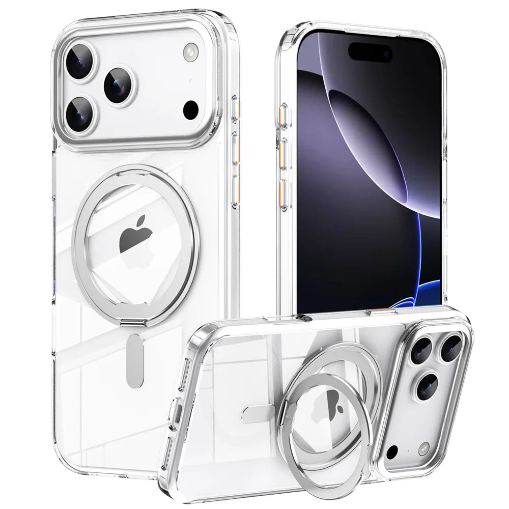 Luxury 360° Rotating Magnetic Stand Case – MagSafe Compatible for iPhone 11–17 Series