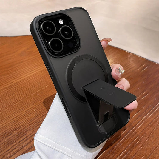 Magnetic Folding Stand iPhone Case – Matte Shockproof Cover with MagSafe