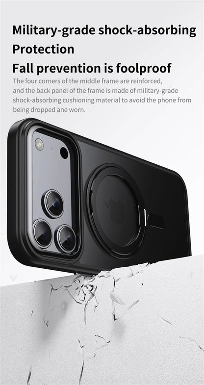 Luxury 360° Rotating Magnetic Stand Case – MagSafe Compatible for iPhone 11–17 Series