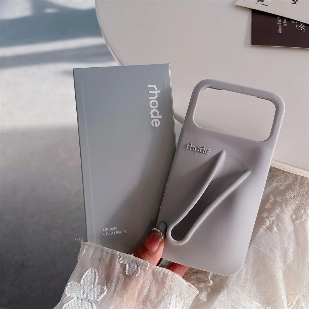 Luxury RHODE Silicone iPhone Case with Lipstick Holder & Gift Box