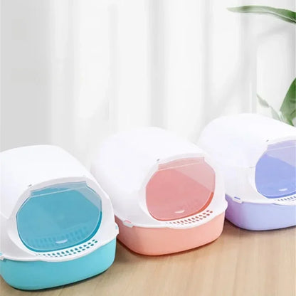 Portable Cat Litter Box – Semi-Enclosed & Splashproof