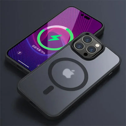 Shockproof Matte Transparent iPhone Case – MagSafe & Wireless Charging Compatible