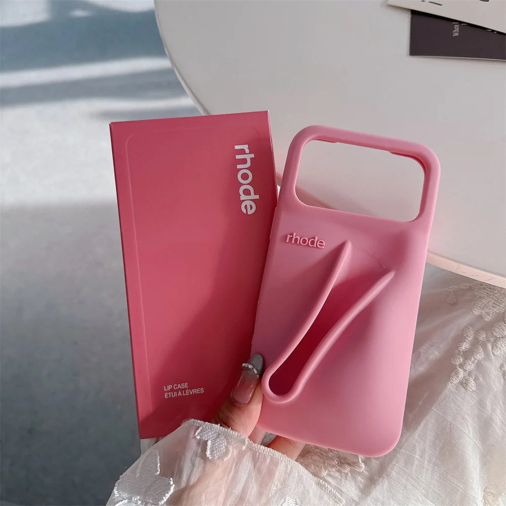 Luxury RHODE Silicone iPhone Case with Lipstick Holder & Gift Box