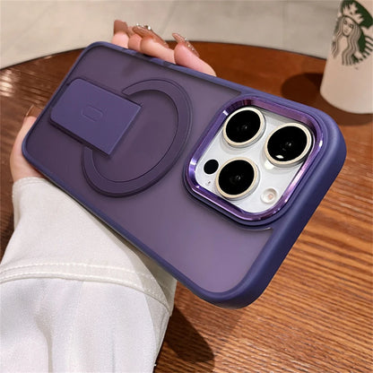 Magnetic Folding Stand iPhone Case – Matte Shockproof Cover with MagSafe