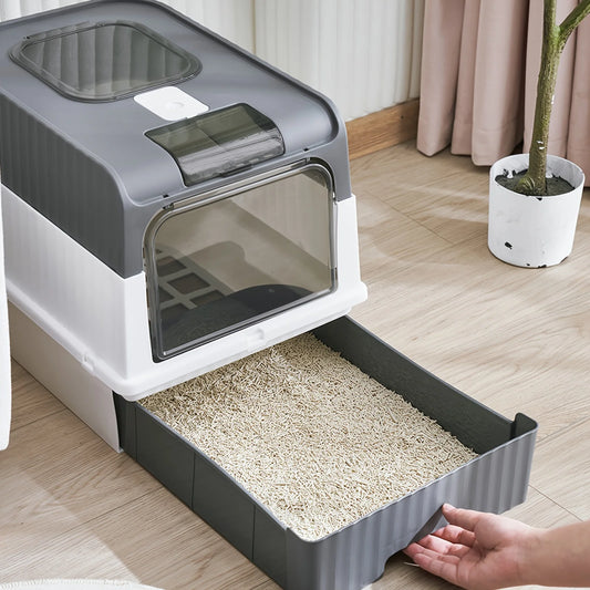Portable Cat Litter Box – Enclosed, Easy Clean & Odor Control