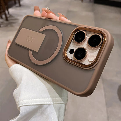 Magnetic Folding Stand iPhone Case – Matte Shockproof Cover with MagSafe