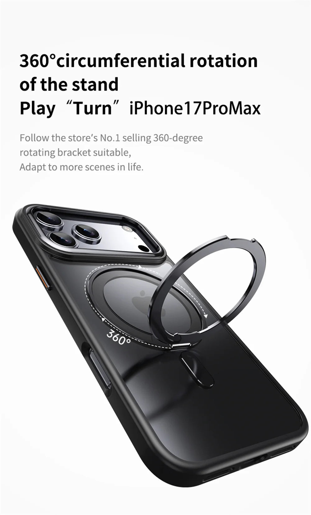 Luxury 360° Rotating Magnetic Stand Case – MagSafe Compatible for iPhone 11–17 Series