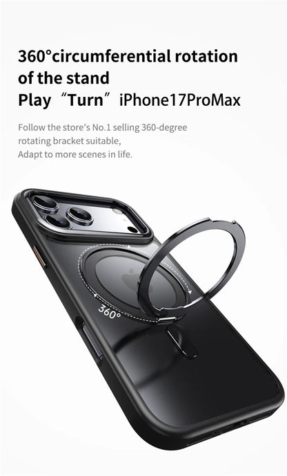 Luxury 360° Rotating Magnetic Stand Case – MagSafe Compatible for iPhone 11–17 Series