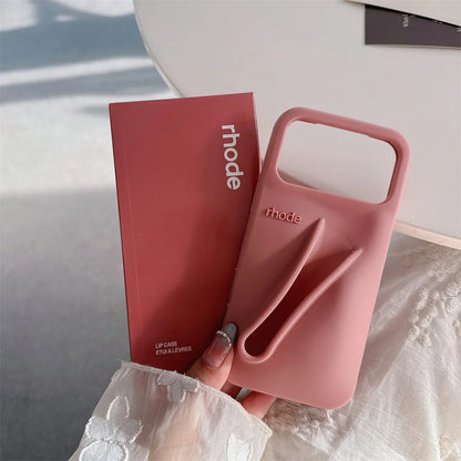 Luxury RHODE Silicone iPhone Case with Lipstick Holder & Gift Box