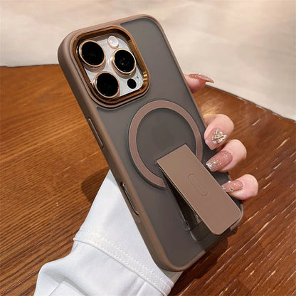 Magnetic Folding Stand iPhone Case – Matte Shockproof Cover with MagSafe