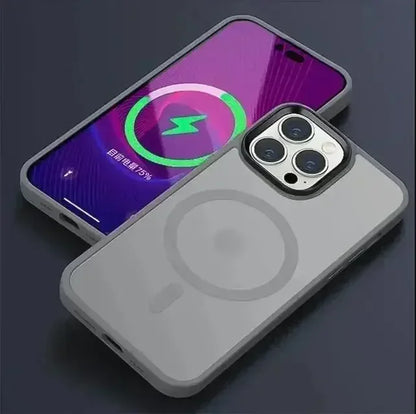 Shockproof Matte Transparent iPhone Case – MagSafe & Wireless Charging Compatible